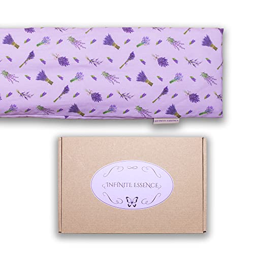 LAMARE Saco térmico de Semillas de Trigo y Lavanda 48 x 15 cm Funda Lavable 100% algodón - Cojín térmico para cervicales y cólicos para terapias en frío y Calor. Lavanda Estampado.