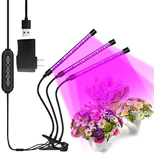 Lámpara de Crecimiento Lampara de Plantas Bawoo 60 LED Lampara de Cultivo Grow Light Indoor Lámpara de Planta Espectro Completo 30W Interruptor Temporizador Auto 3/6/12H Regulable 360°5 Brillo 6 Modos