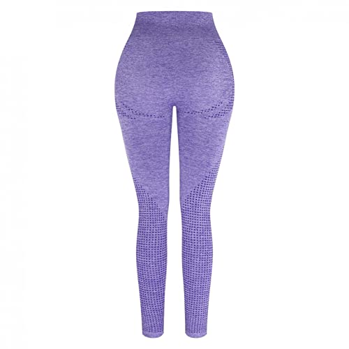 LAOSU Mallas deportivas para mujer, con cintura alta, sin costuras, con efecto push-up, anticelulitis, anticelulitis, pantalones ajustados, cintura alta, 11-morado, S