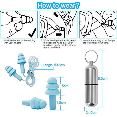 LAOYE 12 Pares Tapones de Oídos de Silicona Suaves Protección Auditiva SNR 38dB con Estuche de Aluminio, Tapones Oidos contra Ruido para Dormir Estudiar Trabajar Nadar Concierto Construcción Avión