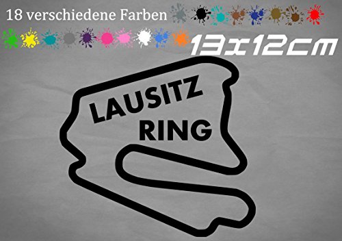 LausitZRING - Pegatinas (12 x 11 cm, diseño de circuito de carreras 1 F1 Grand Prix 18 GTI, en 18 colores)