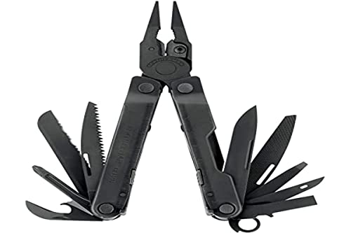 Leatherman Rebar - Multiherramienta con 17 herramientas de bloqueo, herramienta multiusos para bricolaje y camping, hecha en EE.UU., en negro y una funda de molle