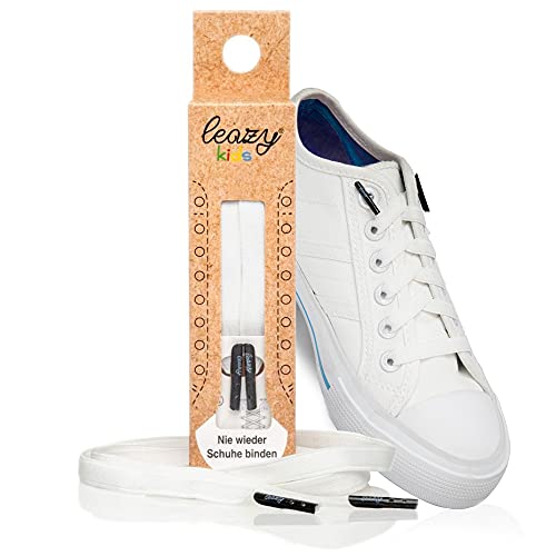 leazy Kids - Cordones Elásticos para Niños – Cordones para Enganchar Planos, Elásticos – Quedan Perfectos y Seguros en el Pie – Hechos Especialmente para Zapatos de Niño