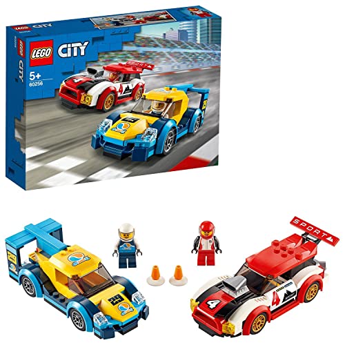 LEGO 60256 City Coches de Carreras para Niños 5 Años, Juguete de Construcción con Mini Figuras de Pilotos