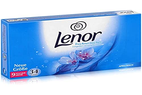 Lenor - Toallitas de secado para secadora, lavado sin arrugas y fresco, Lenor frescor de abril con aroma a flores de primavera (34 unidades)