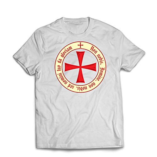 lepni.me Camisetas Hombre El Código de los Templarios Orden de Caballero Cristiano, Cruz del Cruzado (XXL Blanco Multicolor)