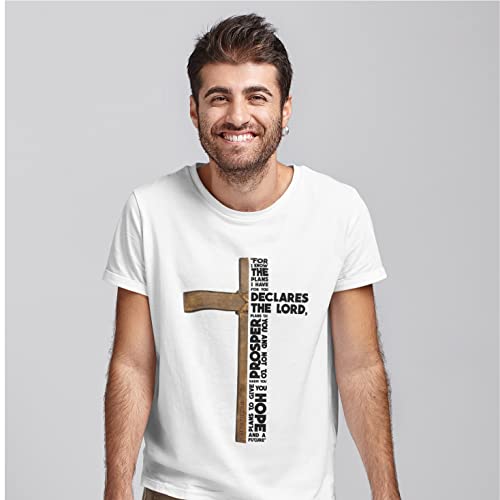 lepni.me Camisetas Hombre Escritura Cristiana Versículo bíblico Cruz gráfica Regalo religioso (3XL Verde Multicolor)