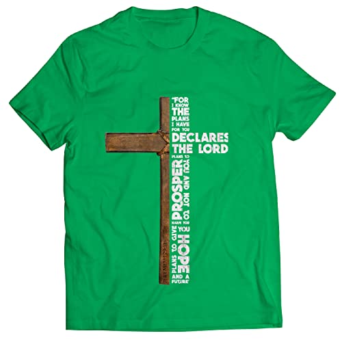 lepni.me Camisetas Hombre Escritura Cristiana Versículo bíblico Cruz gráfica Regalo religioso (3XL Verde Multicolor)
