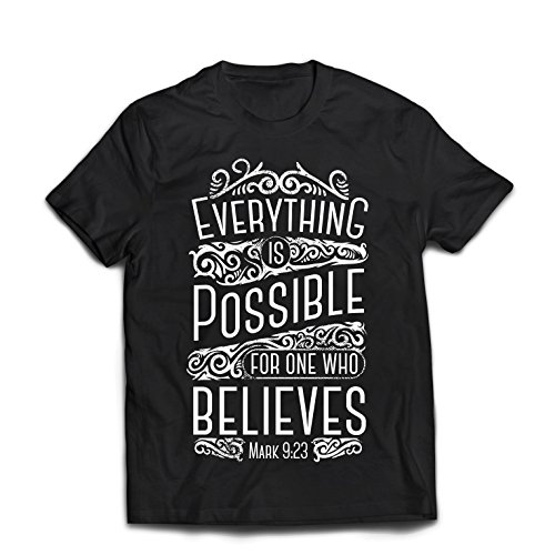 lepni.me Camisetas Hombre Jesús: Todo es Posible para Alguien Que cree (3XL Negro Multicolor)
