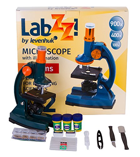 Levenhuk Microscopio LabZZ M2 para Niños con Muestras Preparadas, Portaobjetos Vacíos, Cubreobjetos, Etiquetas Adhesivas, Frasco con Camarones en Salmuera, Criadero de Camarones en Salmuera