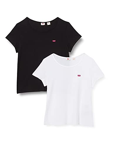 Levi's 2Pack Camiseta, 2 Pack Tee White +/Mineral Black, M para Mujer