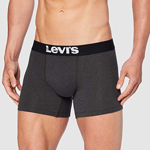 Levi's Men's Solid Basic Boxers (2 Pack) Bóxer, Gris Antracita, L para Hombre