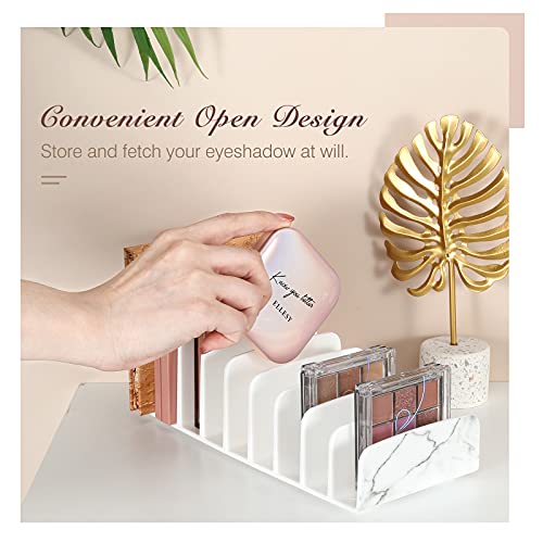 Lewondr Organizador de Maquillaje, Caja de Almacenamiento de Cosméticos con 9 Compartimentos, Expositor de Sombras de Ojos Multifuncional con Textura de Mármol para Polvo para Cejas Colorete, Blanco