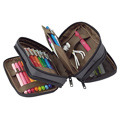 LIHIT LAB Estuche triple con cremallera, 7.9 × 3.5 × 4.7 pulgadas, camuflaje negro (A7556-134)