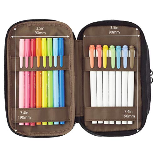 LIHIT LAB Estuche triple con cremallera, 7.9 × 3.5 × 4.7 pulgadas, camuflaje negro (A7556-134)