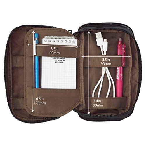 LIHIT LAB Estuche triple con cremallera, 7.9 × 3.5 × 4.7 pulgadas, camuflaje negro (A7556-134)