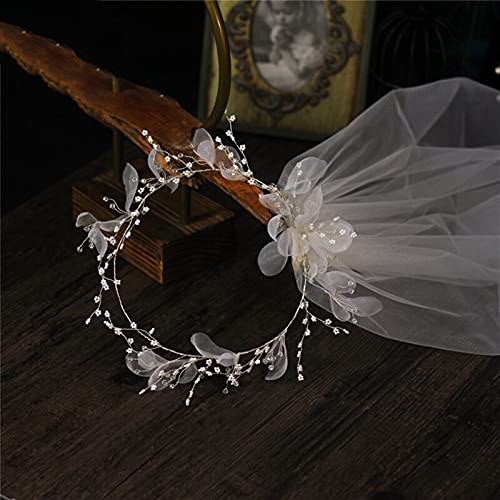 LIJIESHOP Diseño Elegante Velo de Novia Nupcial Hecho a Mano con Peine Guirnalda romántica Corolla Temperamento Velo Bridal joyería Accesorios Tocados de Boda