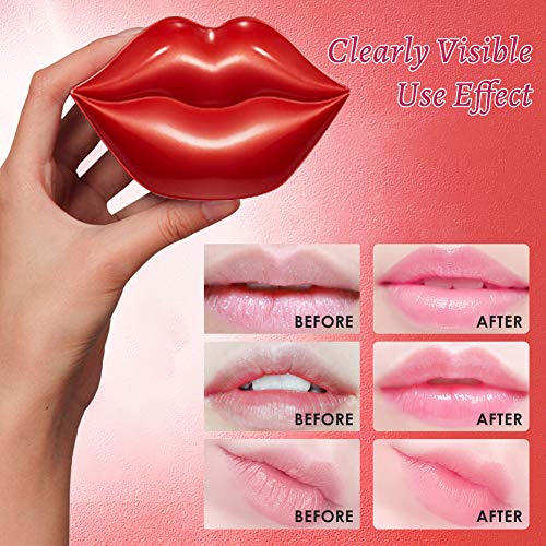 Lip Mask, Máscara De Labios, 20 Mascarillas de Labios en Gel Hidratantes Antienvejecimiento Cereza, Exfoliantes, Hidratantes, Aptas para LabiosSecos y Agrietados