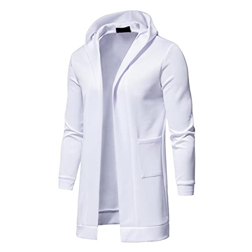 Liquidación Venta SHOBDW 2021 Rompevientos Hombre con Capucha para Delgado Sudadera de Cuello Alto Pullover Casual Cárdigan Deportiva Top Talla Grande Calor Otoño e Invierno(Blanco,4XL)