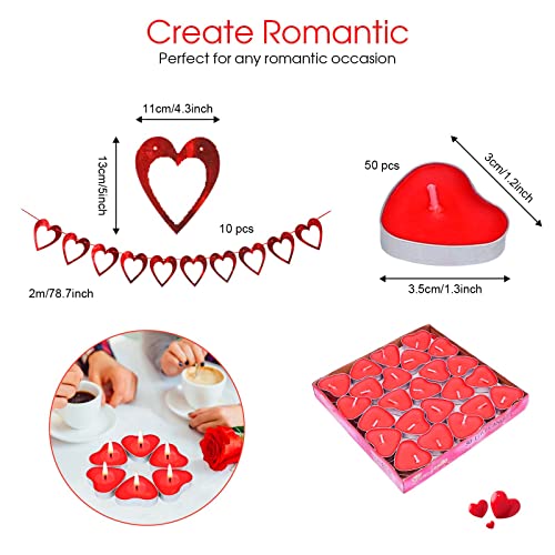 Lishang 1056Pcs San Valentin Decoracion Kit Romántico de Velas Pétalos de Rosa Artificiales Boda Globos Corazón Rojo para Bodas Fiestas Ambiente Romántico Compromiso Cumpleaños Decoración