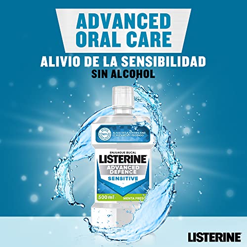 Listerine, Enjuague Bucal Advanced Sensitive, Pack de 4, 500 ml