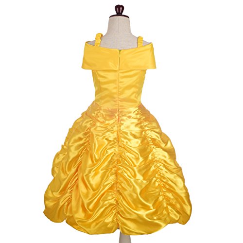 Lito Angels Vestido de Princesa Belle Disfraz la Bella y la Bestia para Niñas Talla 10-11 Años, Amarillo 077