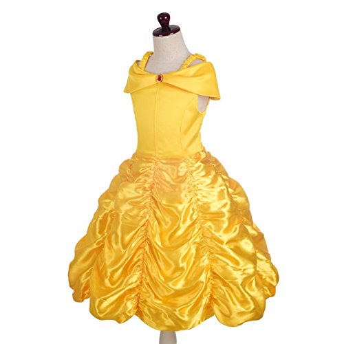 Lito Angels Vestido de Princesa Belle Disfraz la Bella y la Bestia para Niñas Talla 10-11 Años, Amarillo 077