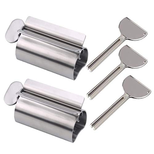 Liwein Exprimidor de Tubos,Metal Exprimidor de Pasta de Dientes Dispensador de Pasta de Dental Manual Acero Inoxidable Prensa Tubo Rodante para Tinte de Pelo Pintura de Aceite Crema(5 Piezas)