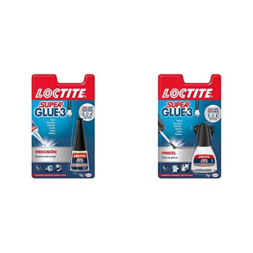 Loctite Super Glue-3 Precisión, pegamento transparente de máxima precisión, pegamento instantáneo triple resistente + Super Glue-3 Pincel, pegamento transparente con pincel aplicador