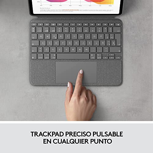 Logitech Combo Touch Funda con Teclado para iPad Air (4. gen. - 2020) - Teclado Retroiluminado Extraíble con Soporte, Trackpad, Smart Connector - Disposición QWERTY Español - Gris