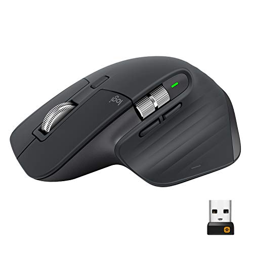 Logitech MX Master 3 Advanced Ratón Inalámbrico, Receptor USB, Bluetooth, 2.4GHz, Desplazamiento Rápido, Seguimiento 4K DPI en Cualquier Superficie, 7 Botones, Recarcable, PC, Mac, iPadOS, Negro