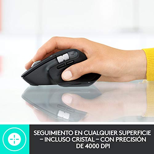 Logitech MX Master 3 Advanced Ratón Inalámbrico, Receptor USB, Bluetooth, 2.4GHz, Desplazamiento Rápido, Seguimiento 4K DPI en Cualquier Superficie, 7 Botones, Recarcable, PC, Mac, iPadOS, Negro