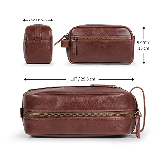 Londo Bolso de Aseo, Viaje en Cuero Genuino, para cosméticos, afeitarse los artículos, Dopp Kits, Unisex