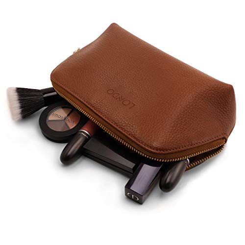 Londo Bolso de Cosméticos en Cuero Genuino para Maquillaje, Bolsa de Viaje Organizador de artículos de tocador Clutch, Unisex