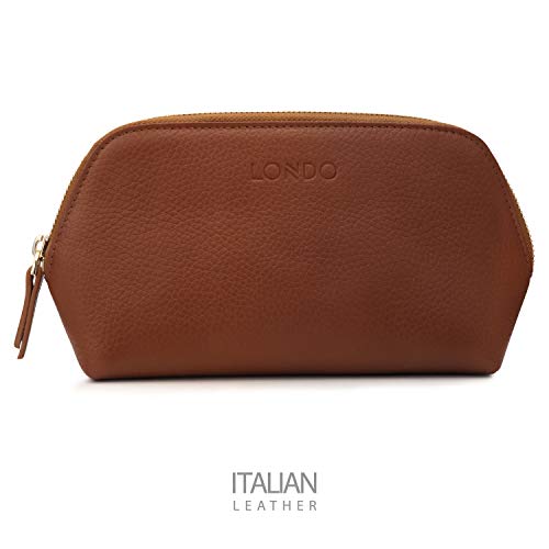 Londo Bolso de Cosméticos en Cuero Genuino para Maquillaje, Bolsa de Viaje Organizador de artículos de tocador Clutch, Unisex