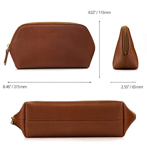 Londo Bolso de Cosméticos en Cuero Genuino para Maquillaje, Bolsa de Viaje Organizador de artículos de tocador Clutch, Unisex