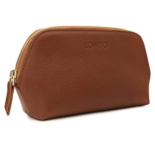 Londo Bolso de Cosméticos en Cuero Genuino para Maquillaje, Bolsa de Viaje Organizador de artículos de tocador Clutch, Unisex