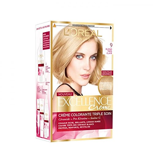 L'Oreal Excellence Creme 9 Coloración Semipermanente, Rubio Claro - 300 gr