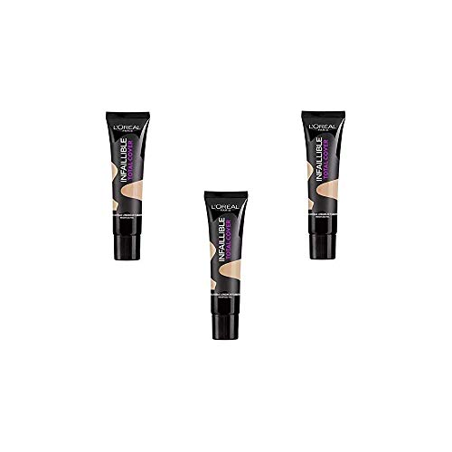 L'Oréal Paris Base de maquillaje Total Cover 22 Beige Eclat, Juego de 3 (3 x 35 ml)