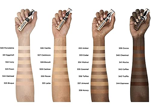 L'Oréal Paris Infalible, Corrector de cobertura completa y acabado natural, More than Concealer,Tono 334 Walnut/Noyer, 11 ml