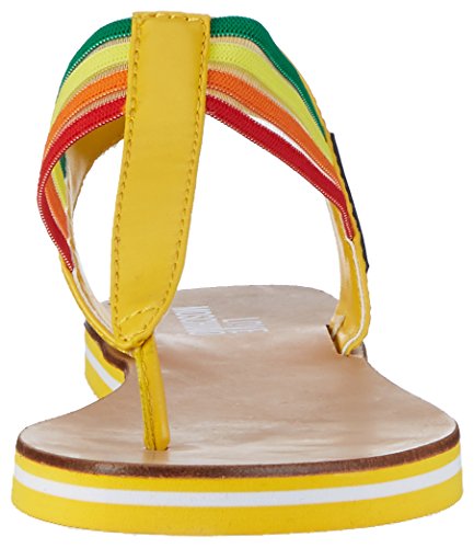 Love Moschino, Sandalias con Tira Vertical Mujer, Plateado (Yellow), 37 EU