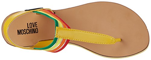 Love Moschino, Sandalias con Tira Vertical Mujer, Plateado (Yellow), 37 EU