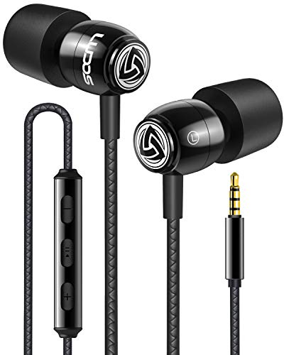 LUDOS Clamor Auriculares In Ear con Cable y Microfono, Cascos Espuma de Memoria, Cable Reforzado, Graves, Earphones para para iPhone, iPad, Samsung, Mi, Xiaomi, Huawei, Gaming, Deportivos, Ordenador