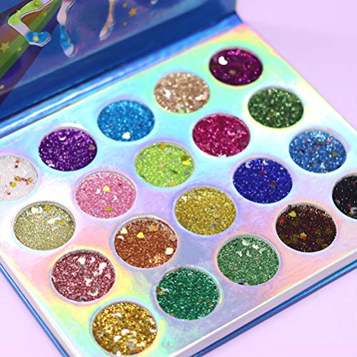 Lurrose paleta de sombras de ojos unicornio 20 colores paleta de sombras de ojos con brillo brillo maquillaje pigmentado sombra de ojos en polvo a prueba de agua para mujeres niñas