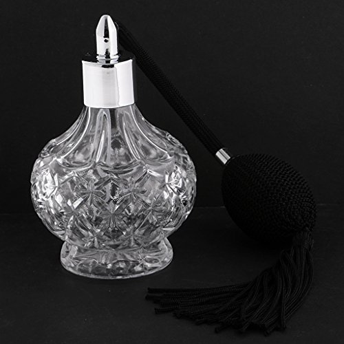 MagiDeal 100ml Botella de Perfume Vacía de Vidrio Transparente Atomizador de Spray Largo Recargable Bueno Regalo para Mujer - Negro