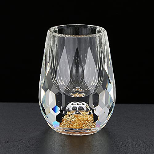 MagiDeal Vaso de Cristal Creativo Vaso de chupito Lámina de Oro Estilo Chino Vaso de Licor Soplado a Mano Diamante Corte de Espejo Hogar para cenas de - Gotitas de Agua