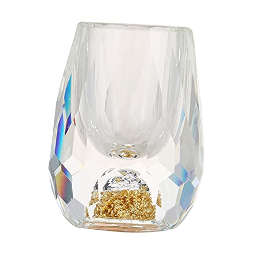 MagiDeal Vaso de Cristal Creativo Vaso de chupito Lámina de Oro Estilo Chino Vaso de Licor Soplado a Mano Diamante Corte de Espejo Hogar para cenas de - Gotitas de Agua