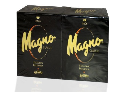 Magno Jabon by La Toja Magno Classic Black Glycerin Soap Set – 2 bares x 4,25 oz cada una de la Toja Beauty (instrucciones en inglés)