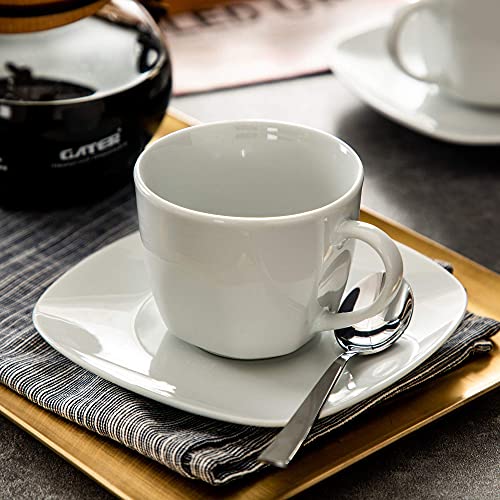 MALACASA, Series Elisa, 12 Piezas Juegos de Cafe de Porcelana 6 Tazas y 6 Platillos servicios de cafe para 6 Personas