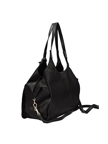 MANILA GRACE Bolso Tote Blosson negro efecto serpiente